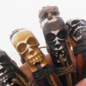 4 Bracelets Skull NEW Brown Adjustable